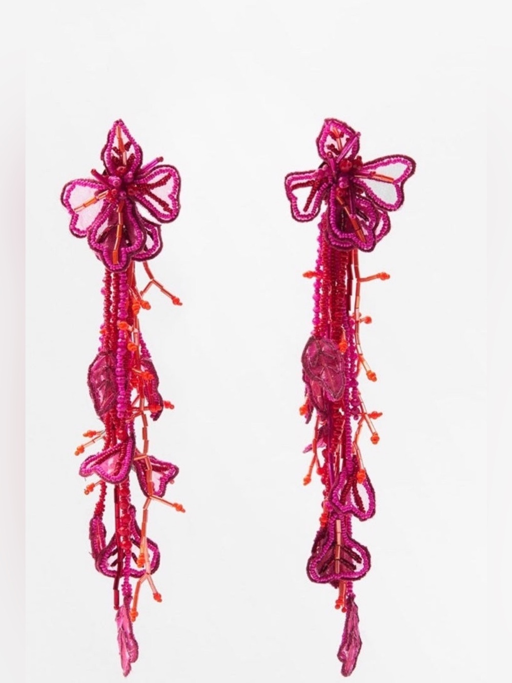 New Zara FLORAL BEADED EARRINGS